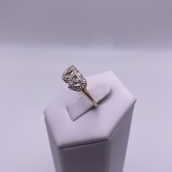 14k yellow & white gold diamond heart ring - Picture 5 of 12